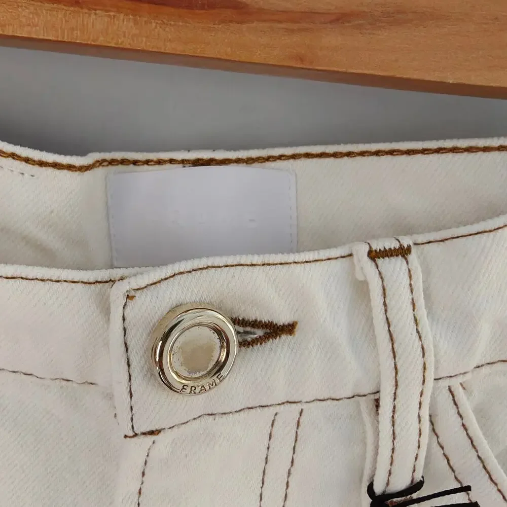 NWT FRAME Le Italien Bermuda Denim Shorts Blanc Cream Size 28 $288
